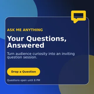 Glass Story Q&A Square Post — editable blue social media template, instagram post