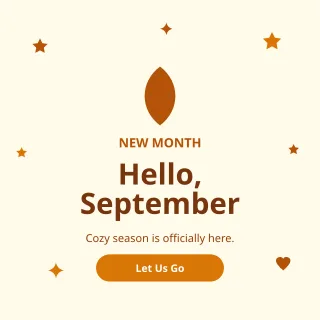 Hello September — editable white social media template, instagram post