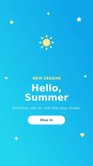 Hello Summer — editable blue social media template, story / reel