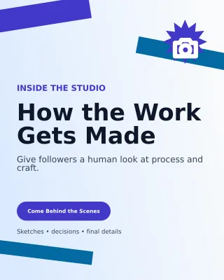 Kinetic Behind the Scenes Portrait Post — editable white social media template, instagram portrait