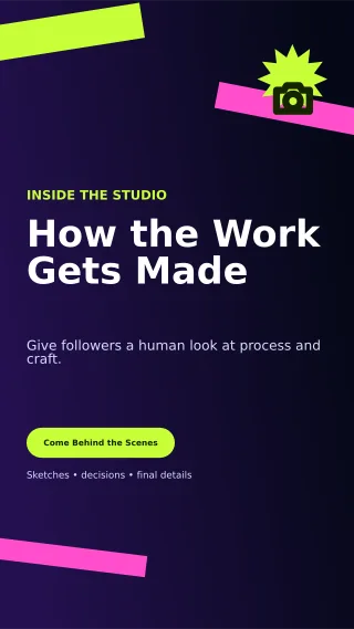 Kinetic Behind the Scenes Story — editable black social media template, story / reel