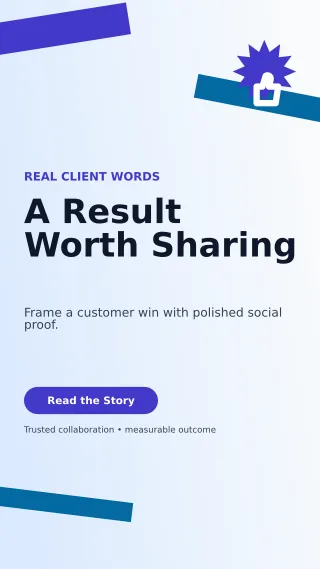 Kinetic Client Testimonial Story — editable white social media template, story / reel
