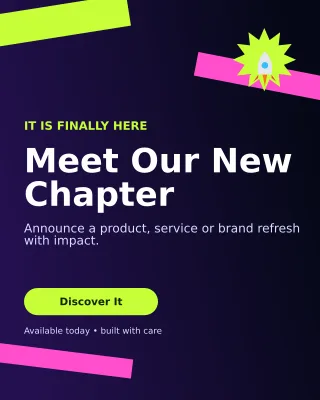 Kinetic Launch Announcement Portrait Post — editable black social media template, instagram portrait