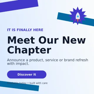 Kinetic Launch Announcement Square Post — editable white social media template, instagram post