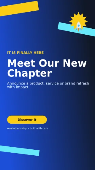 Kinetic Launch Announcement Story — editable blue social media template, story / reel