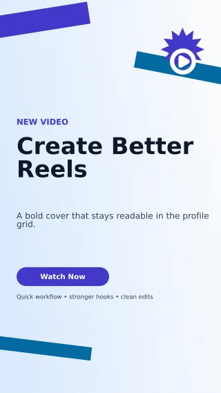Kinetic Reel Cover Story — editable white social media template, story / reel