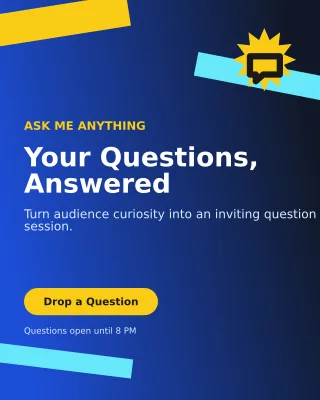 Kinetic Story Q&A Portrait Post — editable blue social media template, instagram portrait