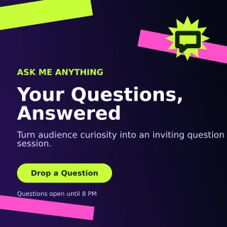 Kinetic Story Q&A Square Post — editable black social media template, instagram post