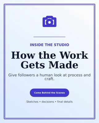 Luxe Behind the Scenes Portrait Post — editable white social media template, instagram portrait