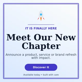 Luxe Launch Announcement Square Post — editable white social media template, instagram post