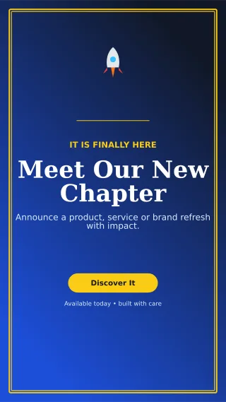 Luxe Launch Announcement Story — editable blue social media template, story / reel