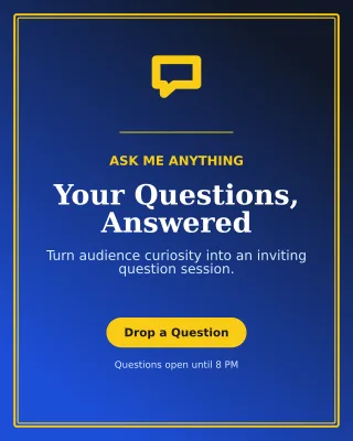 Luxe Story Q&A Portrait Post — editable blue social media template, instagram portrait