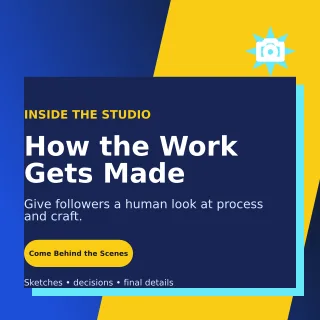 Neo Behind the Scenes Square Post — editable blue social media template, instagram post