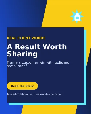 Neo Client Testimonial Portrait Post — editable blue social media template, instagram portrait