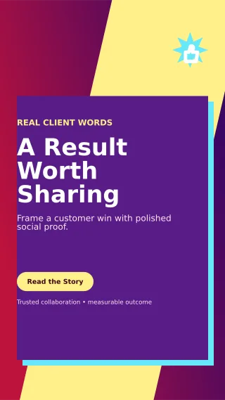 Neo Client Testimonial Story — editable purple social media template, story / reel