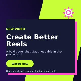 Neo Reel Cover Square Post — editable black social media template, instagram post