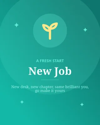 New Job — editable teal social media template, instagram portrait