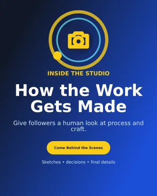 Orbit Behind the Scenes Portrait Post — editable blue social media template, instagram portrait