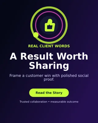 Orbit Client Testimonial Portrait Post — editable black social media template, instagram portrait