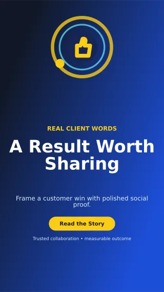 Orbit Client Testimonial Story — editable blue social media template, story / reel