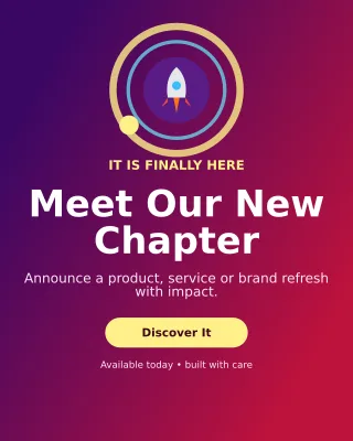 Orbit Launch Announcement Portrait Post — editable purple social media template, instagram portrait