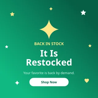 Restocked — editable green social media template, instagram post