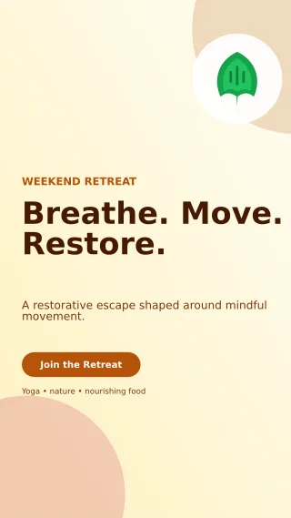 Aurora Yoga Retreat Story — editable white spiritual wellness template, story / reel