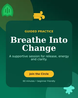 Botanical Breathwork Circle Portrait Post — editable black spiritual wellness template, instagram portrait