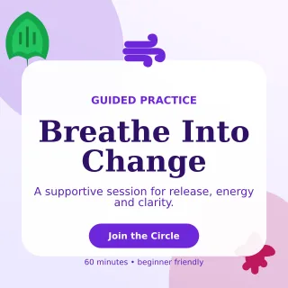 Botanical Breathwork Circle Square Post — editable white spiritual wellness template, instagram post