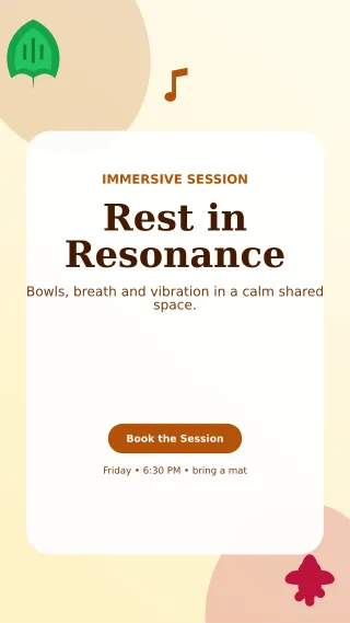 Botanical Sound Healing Story — editable white spiritual wellness template, story / reel