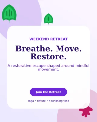 Botanical Yoga Retreat Portrait Post — editable white spiritual wellness template, instagram portrait