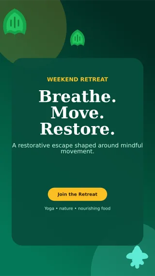 Botanical Yoga Retreat Story — editable black spiritual wellness template, story / reel