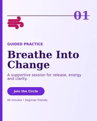 Editorial Breathwork Circle Portrait Post — editable white spiritual wellness template, instagram portrait
