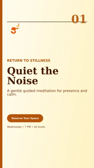 Editorial Meditation Session Story — editable white spiritual wellness template, story / reel