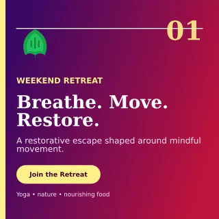 Editorial Yoga Retreat Square Post — editable purple spiritual wellness template, instagram post