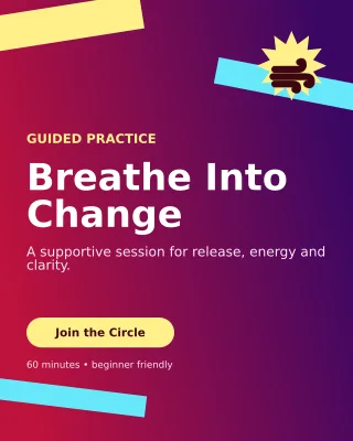 Kinetic Breathwork Circle Portrait Post — editable purple spiritual wellness template, instagram portrait