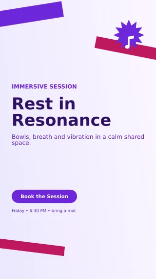 Kinetic Sound Healing Story — editable white spiritual wellness template, story / reel