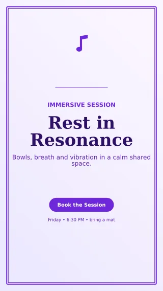 Luxe Sound Healing Story — editable white spiritual wellness template, story / reel