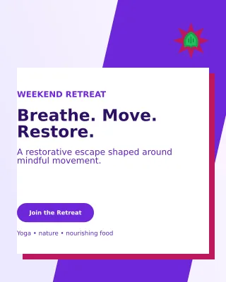 Neo Yoga Retreat Portrait Post — editable white spiritual wellness template, instagram portrait