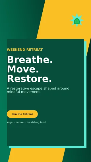 Neo Yoga Retreat Story — editable black spiritual wellness template, story / reel