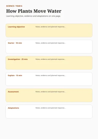 Lesson Plan — Editorial Amber — editable white teacher template, a4 print