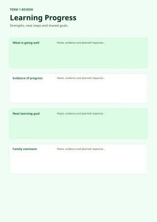 Student Progress Report — Sage Office — editable white teacher template, a4 print
