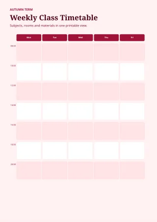 Student Timetable — Burgundy Studio — editable white teacher template, a4 print