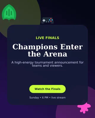 Botanical Esports Event Poster — editable black technology and gaming template, instagram portrait
