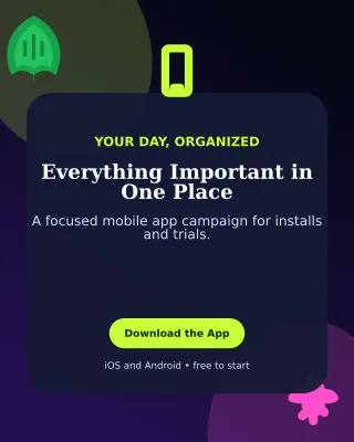Botanical Mobile App Poster — editable black technology and gaming template, instagram portrait