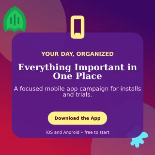 Botanical Mobile App Social Post — editable purple technology and gaming template, instagram post