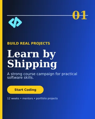 Editorial Coding Bootcamp Poster — editable blue technology and gaming template, instagram portrait