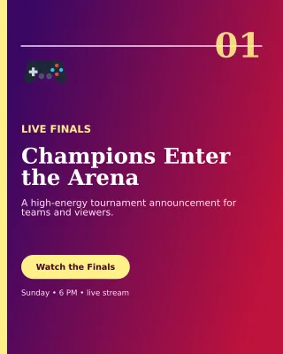 Editorial Esports Event Poster — editable purple technology and gaming template, instagram portrait