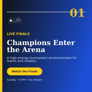 Editorial Esports Event Social Post — editable blue technology and gaming template, instagram post