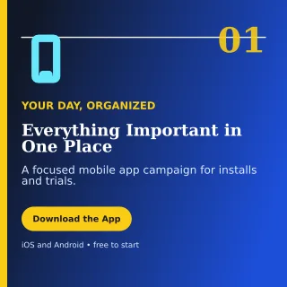 Editorial Mobile App Social Post — editable blue technology and gaming template, instagram post